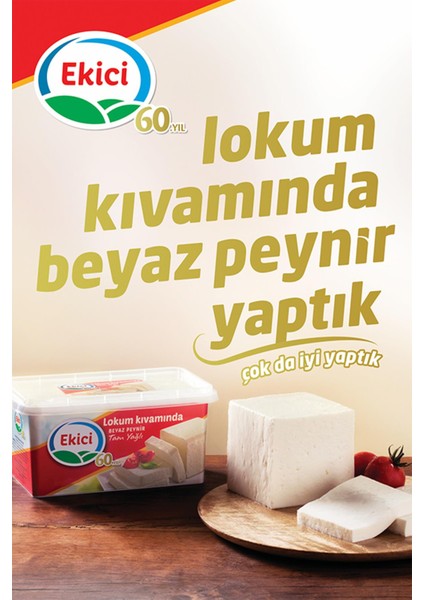 Tam Yağlı Lokum Kıvamında Beyaz Peynir 800 gr + Ekici Taze Kaşar Peyniri 600 gr 2'li