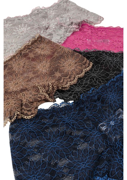 Lacivert Kadın Boxer/şort 5'li Paket Komple Dantel modelleri