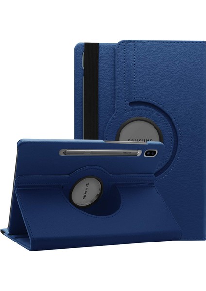 Samsung Galaxy Tab S8 X700 Kılıf 360 Rotating Stand Deri Lacivert