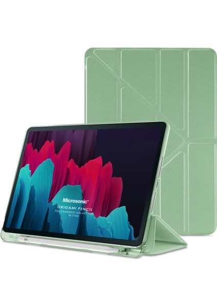 Samsung Galaxy Tab S8 X700 Kılıf Origami Pencil Açık Yeşil