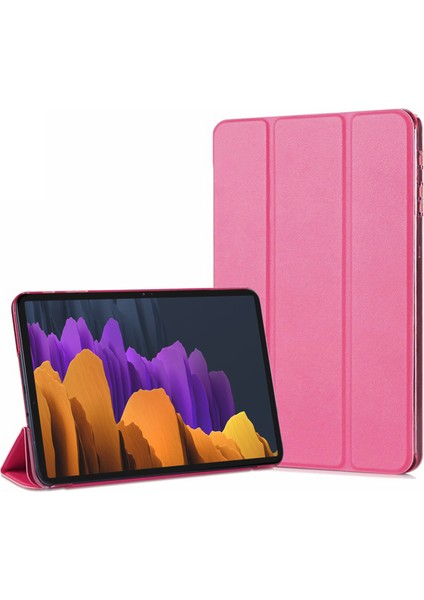 Samsung Galaxy Tab S8 Plus X800 Kılıf Slim Translucent Back Smart Cover Pembe