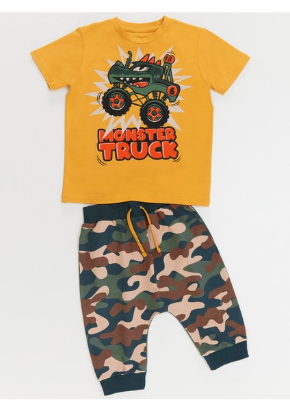 Monster Truck Erkek Çocuk T-shirt Kapri Şort Takım