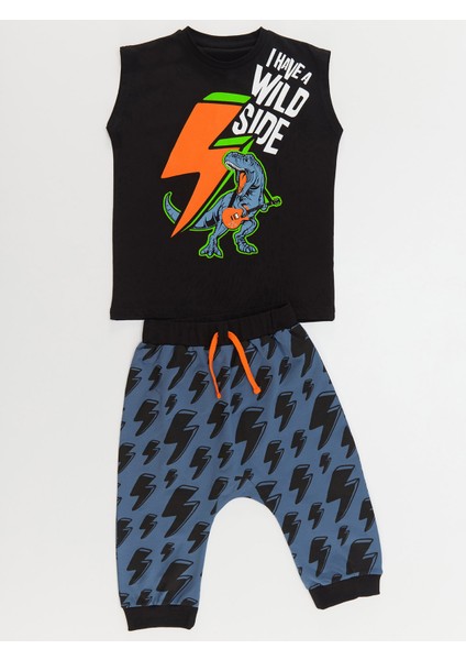 Şimşek Dino Erkek Çocuk T-shirt Kapri Şort Takım modelleri