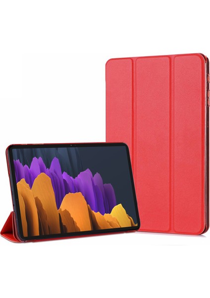Samsung Galaxy Tab S8 Plus X800 Kılıf Slim Translucent Back Smart Cover Kırmızı