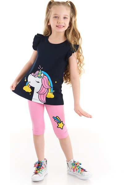 Unicorn Gücü Kız Çocuk T-shirt Tayt Takım
