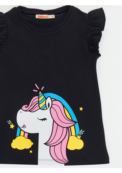 Unicorn Gücü Kız Çocuk T-shirt Tayt Takım