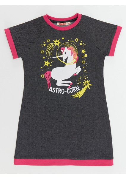Astrocorn Unicorn Kız Çocuk Gri Elbise