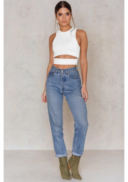 Kadın Göbek Dekolteli Kolsuz Crop Bluz fiyatları