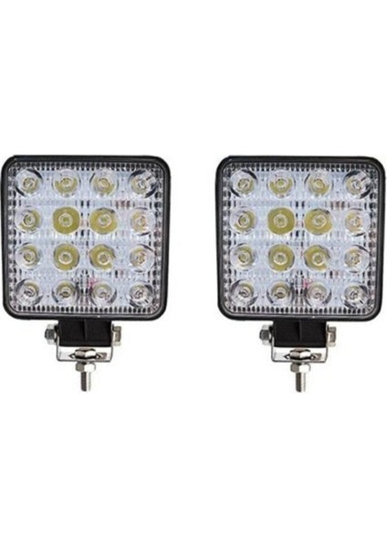 Kgn Off Road Kare Sis Farı Sis Lambası 16 LED Beyaz 2'li Paket Su Geçirmez