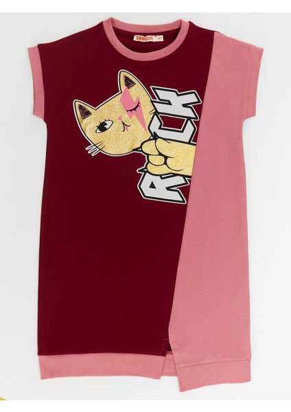 Rock Kedi Pamuklu Kız Çocuk Pembe Elbise modelleri