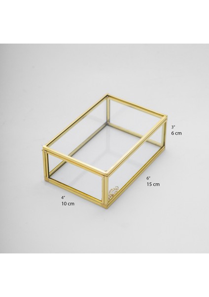 Konsept Hediyelik Cam Kapaklı Yüzük Takı Aksesuar Kutusu Ham Pirinç Gold Brass 15CM x 10CM x 6cm fiyatları