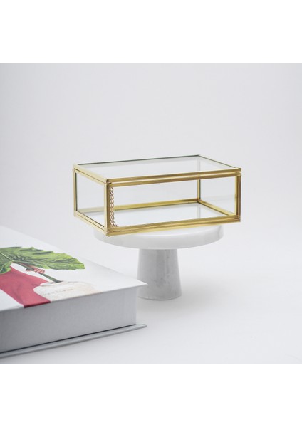 Konsept Hediyelik Cam Kapaklı Yüzük Takı Aksesuar Kutusu Ham Pirinç Gold Brass 15CM x 10CM x 6cm modelleri
