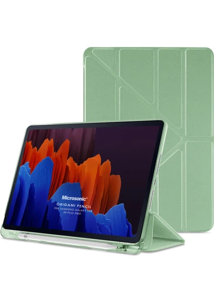 Samsung Galaxy Tab S8 Plus X800 Kılıf Origami Pencil Açık Yeşil