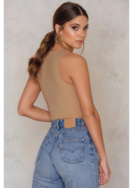 Kadın Göbek Dekolteli Kolsuz Crop Bluz modelleri