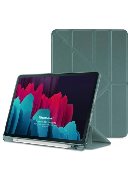 Samsung Galaxy Tab S8 X700 Kılıf Origami Pencil Koyu Yeşil
