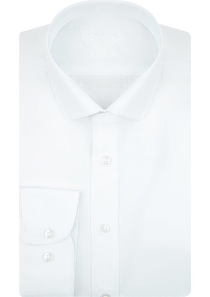 GM1007100441 Klasik Yaka Slim Fit Düz Beyaz Erkek Gömlek