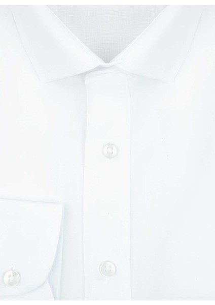 GM1007100441 Klasik Yaka Slim Fit Düz Beyaz Erkek Gömlek fiyatları