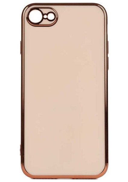 Apple iPhone Se 2022 Kılıf Bark Parlak Silikon Renkli Kenarları Rose Bronz