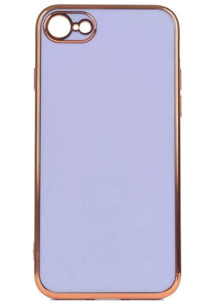 Apple iPhone Se 2022 Kılıf Bark Parlak Silikon Renkli Kenarları Rose Mor