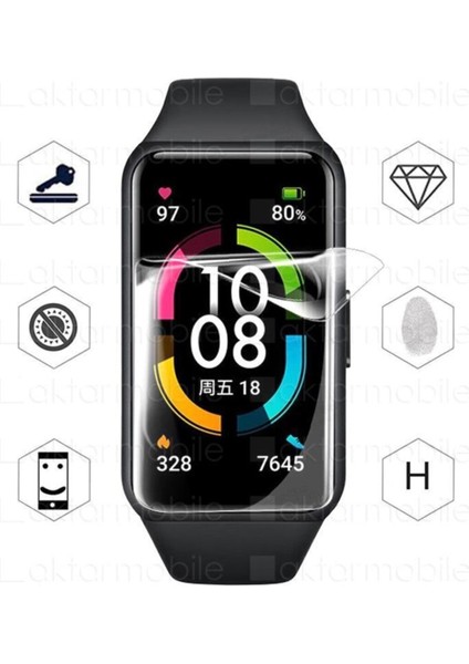 Huawei Band 6 İle Uyumlu Ön Darbe Emici Ekran Koruyucu Nano Cam (4 Adet)