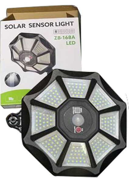 ZB-168A Kumandali 3 Kademeli̇ 168 Smd Ledli̇ Sensörlü Beyaz Solar Aydinlatma