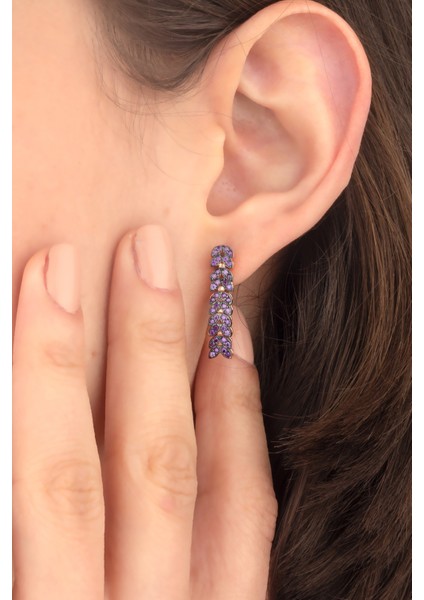 925 Ayar Gümüş Ametist Taş Mekik Su Yolu Küpe fiyatları