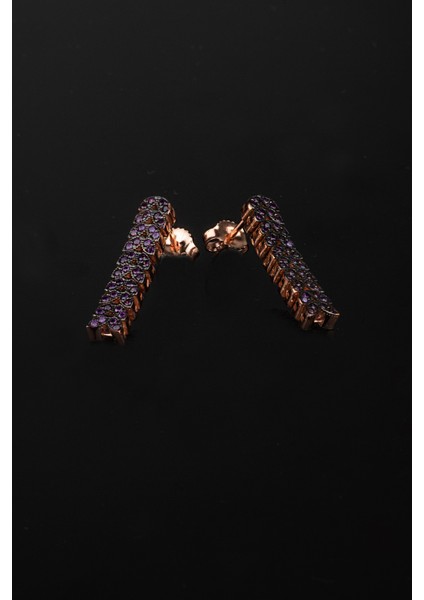 925 Ayar Gümüş Ametist Taş Mekik Su Yolu Küpe modelleri