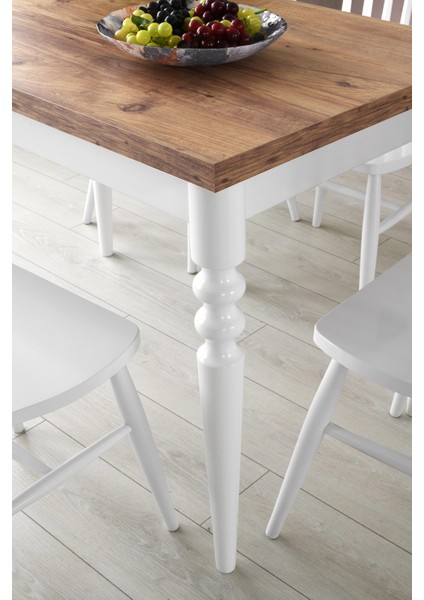 Cunda Yandan Açılır Mutfak Masa Takımı ve 4 Adet Sandalye 70X110CM