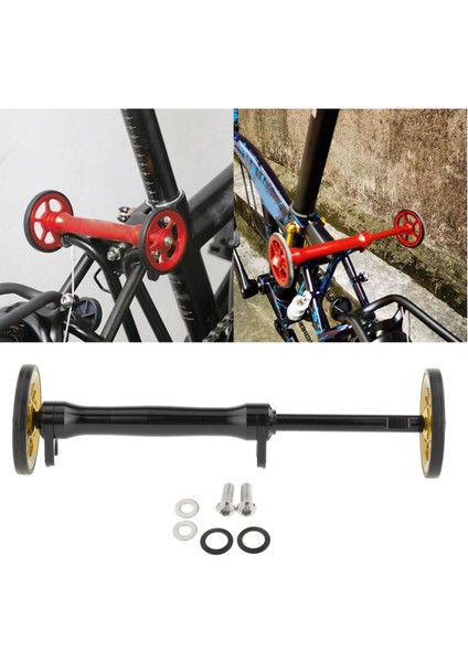 Katlanır Bisiklet Kolay Tekerlekler Genişletme Çubuk Brompton Bisiklet Siyah Altın Için (Yurt Dışından)