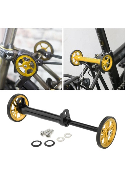 Katlanır Bisiklet Kolay Tekerlekler Genişletme Çubuk Brompton Bisiklet Siyah Altın Için (Yurt Dışından)