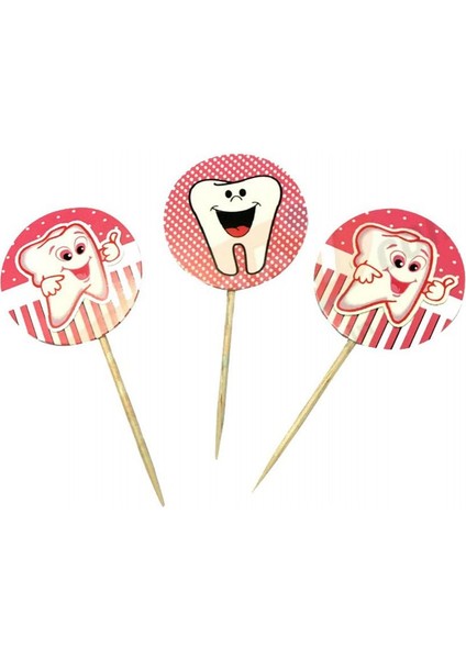 Pembe Renk Diş Buğdayı Partisi Kürdan Süsü 20 Adet