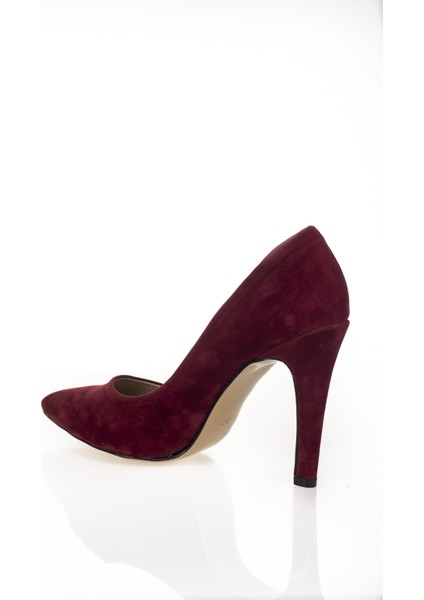 Bordo Süet Aynalı Stiletto Topuklu Kadın Klasik Ayakkabı 1501CNR