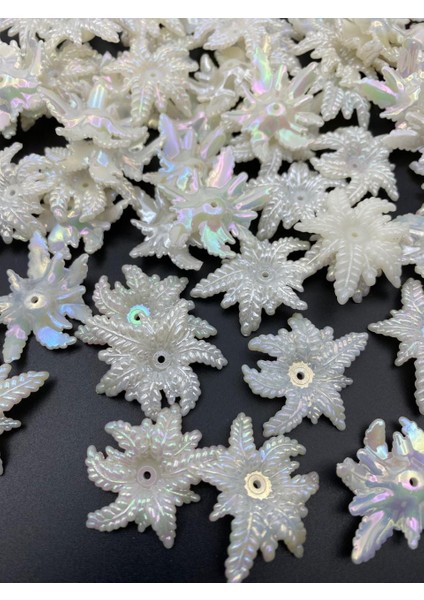 25 Adet Lüks Kaplama Sedefli Janjanlı Inci Çiçek Model Boncuk, Taç ve Takı Yapım Boncuğu