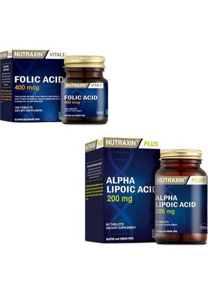 400 Mcg Folic Acid + Alpha Lipoic Acid(Tioktik Asit) 200 Mg 60 Tablet