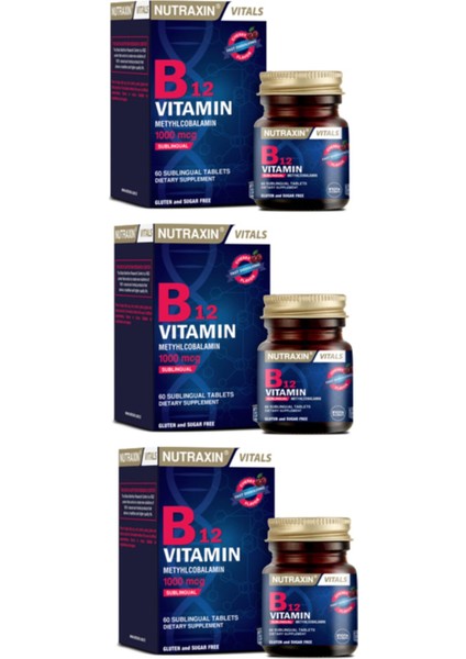 Vitamin B12 1000 Mcg 60 Dilaltı Tableti X3 Adet