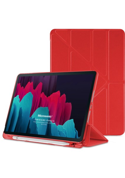 Samsung Galaxy Tab S8 X700 Kılıf Origami Pencil Kırmızı