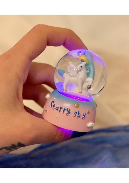 Unicorn Starry Sky Işıklı Mini Kar Küresi