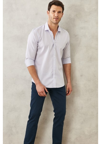 ALTINYILDIZ CLASSICS Erkek Beyaz-mavi Ütü Gerektirmeyen Non-ıron Slim Fit Dar Kesim Klasik Yaka %100 Pamuk Kareli Gömlek fiyatları