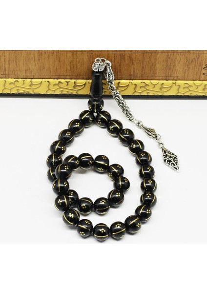 Sarı Karpuz Dilim Arası Işlemeli Gürcistan Oltusu Tesbih