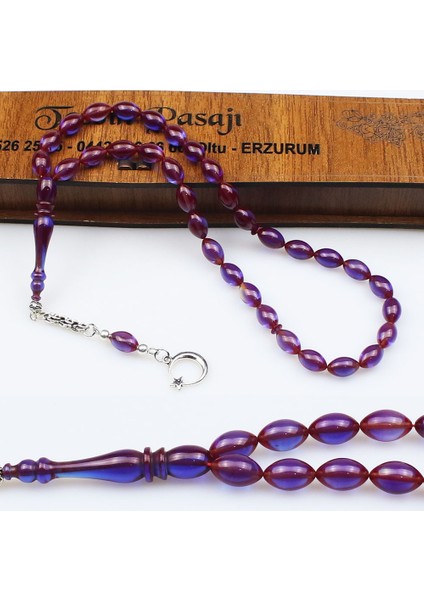 Beyzi Parlement Mavisi Ateş Kehribar Tesbih