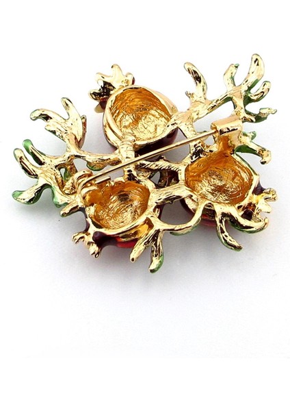 Nar Meyve Çiçek Bahar Dalı Büyük Boy Metal Broş Rozet Pin RZ052 fırsatları