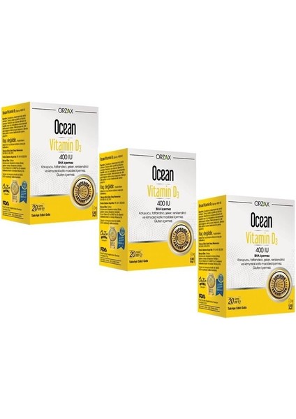 Ocean Vitamin D3 400 Iu Sprey 20ML 3 Adet SKT:01/2023