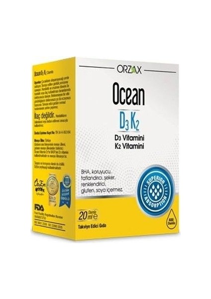 Ocean D3 K2 Damla 20 ml SKT:12/2022