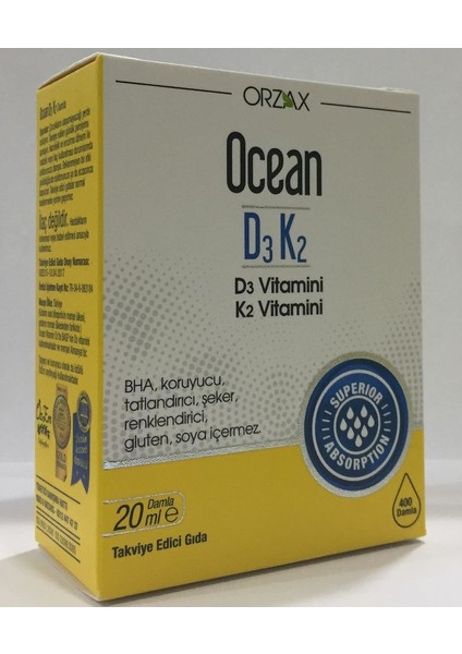 Ocean D3 K2 Damla 20 ml SKT:12/2022 fiyatları