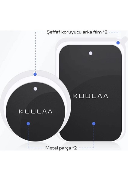 Kuulaa Magnetic-Mıknatıslı Telefon Tutucular Için Metal Plaka Seti