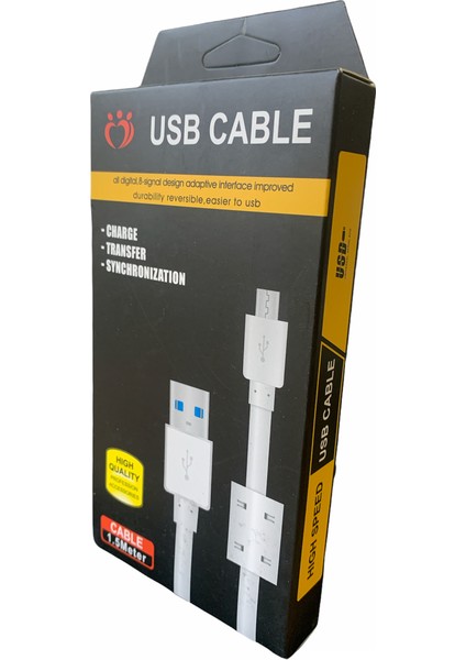 Casper Via V10 Uyumlu Data Şarj USB Kablosu 1.5 Metre 2.1 Amper modelleri