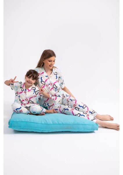 2786 Garson Love Krem Kız Çocuk Gömlek Pijama Takımı