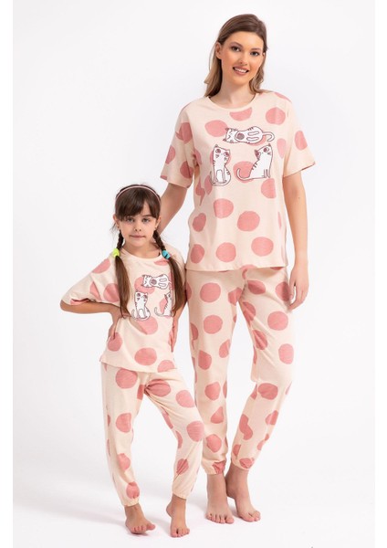 2790 Garson Cats Badem Kız Çocuk Pijama Takımı