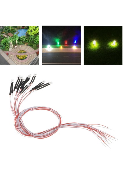 10PCS 3mm Ön LED Leds Ampul 20CM Prewired Exitting Diyotları DC3V Sıcak Beyaz (Yurt Dışından)