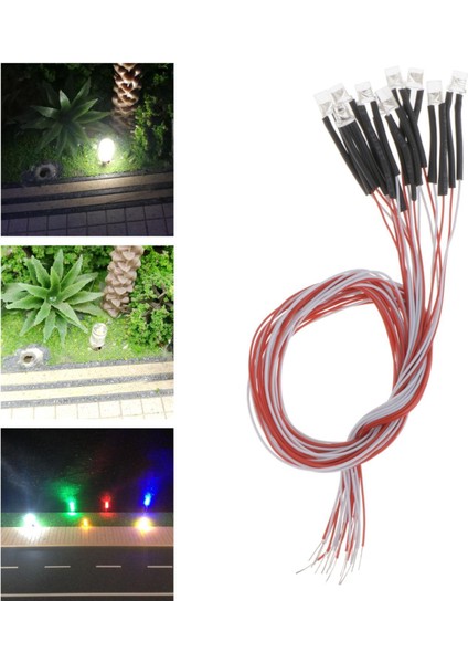 10PCS 3mm Ön LED Leds Ampul 20CM Prewired Exitting Diyotları DC3V Sıcak Beyaz (Yurt Dışından)